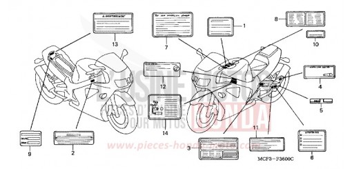 ETICHETTA DI AVVERTIMENTO (VTR1000SPY/1) VTR1000SPY di 2000